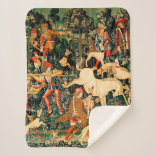 Unicorn Tapestries middeleeuwse klassieker verdedi Sherpa Deken