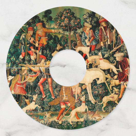 Unicorn Tapestries middeleeuwse klassieker verdedi Wijnglaslabel (Voorkant)