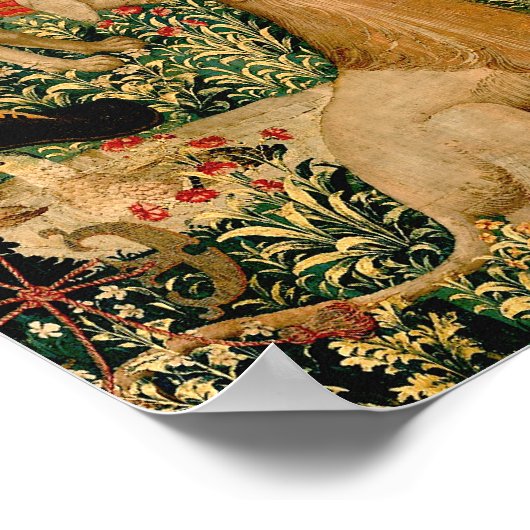 Unicorn Tapestries vond Legend Myth Medieval Art Poster (Hoek)