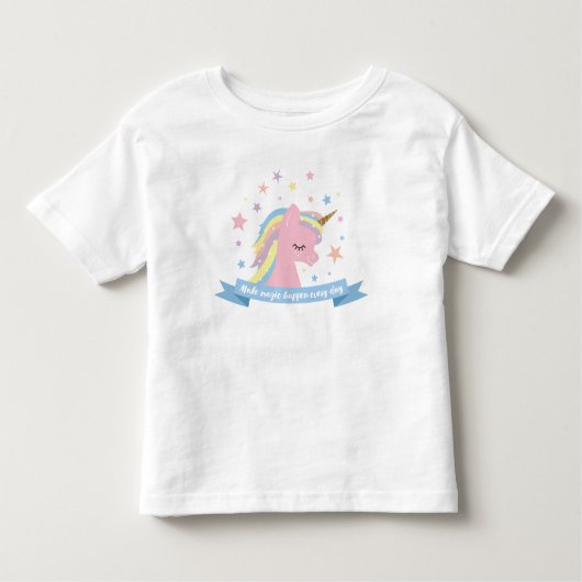 Unicorn tee shirt - "maak magie elke dag mogelijk" (Voorkant)