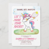 Unicorn Tennis Birthday Uitnodiging (Voorkant)