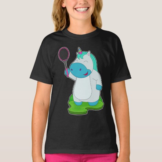 Unicorn Tennisracket T-shirt (Voorkant)