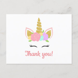 Unicorn Thank You Postcard Briefkaart