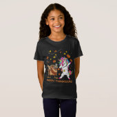 Unicorn Thanksgiving Shirt For Girls Pilgrim Hat (Voorkant volledig)