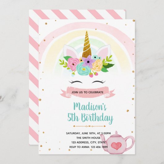 Unicorn-theethema Kaart (Voorkant / Achterkant)