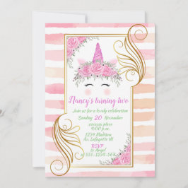 Unicorn Thema Baby Verjaardagsuitnodiging Kaart