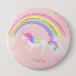 Unicorn thema knop pin | Magisch roze & goud Ronde Button 4,0 Cm