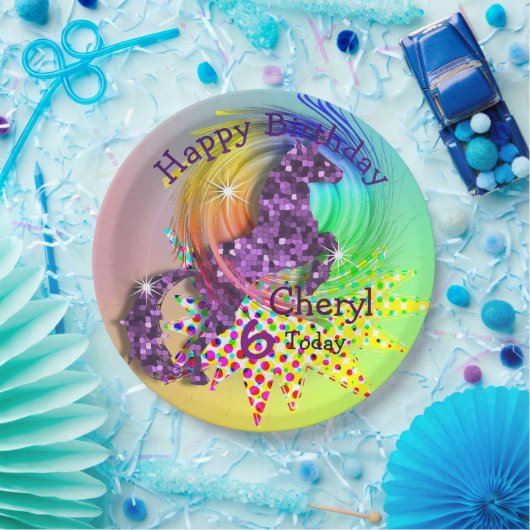 Unicorn Thema Magical Rainbow Papieren Bordje (Feest)