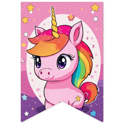 Unicorn Thema party Vlaggetjes (Eerste vlag)
