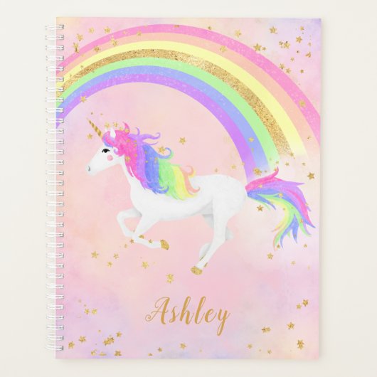 Unicorn thema planner | Magisch roze & goud (Voorkant)