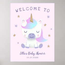 Unicorn Theme Baby shower Welkomstteken Poster