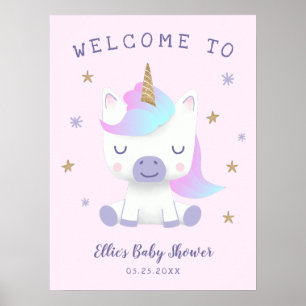 Unicorn Theme Baby shower Welkomstteken Poster