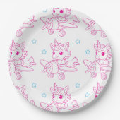 unicorn theme pink papieren bordje (Voorkant)