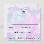 Unicorn Tie Dye Elegant Modern Beauty Salon Logo (Achterkant)
