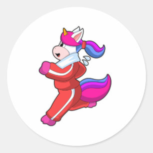Unicorn tijdens Running Ronde Sticker