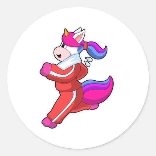 Unicorn tijdens Running Ronde Sticker (Voorkant)