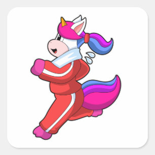 Unicorn tijdens Running Vierkante Sticker