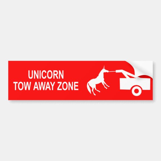 Unicorn Tow Away Zone Bumpersticker (Voorkant)
