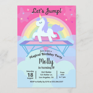 Unicorn Trampoline Jump Birthday Party voor meisje Kaart