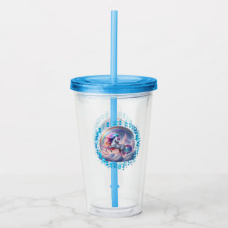 Unicorn Tumbler - Rainbow Castle Cloud Magic Stars Acryl Drinkbeker