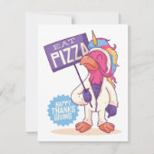 Unicorn Turkey Thanksgiving - Eat Pizza Funny Feestdagenkaart (Voorkant)