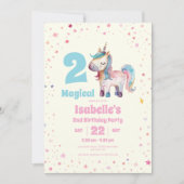 Unicorn Twee Magische Uitnodiging voor het 2e Verj (Voorkant)