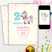 Unicorn Twee Magische Uitnodiging voor het 2e Verj