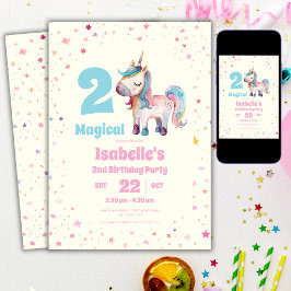Unicorn Twee Magische Uitnodiging voor het 2e Verj