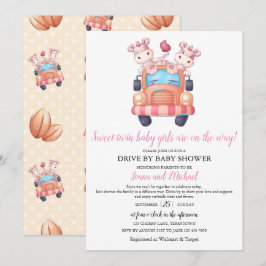 Unicorn Twin Girls Baby shower Pink drive through Kaart