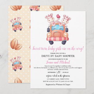 Unicorn Twin Girls Baby shower Pink drive through Kaart
