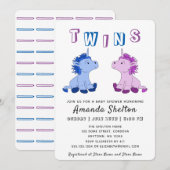 Unicorn Twins Baby shower Invitation Kaart (Voorkant / Achterkant)