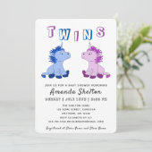 Unicorn Twins Baby shower Invitation Kaart (Staand voorkant)
