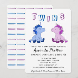 Unicorn Twins Baby shower Invitation Kaart