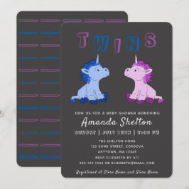Unicorn Twins Baby shower Invitation Kaart