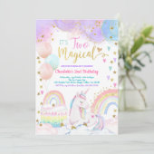 Unicorn Two Magical 2nd Birthday Party Pastel Kaart (Staand voorkant)