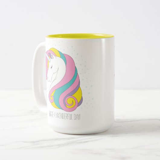 Unicorn Two-Tone Mok (Personaliseer het!) (Voorkant links)