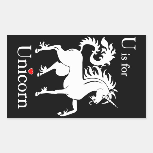 Unicorn, U is voor Unicorn Flash-kaart Rechthoekige Sticker (Voorkant)
