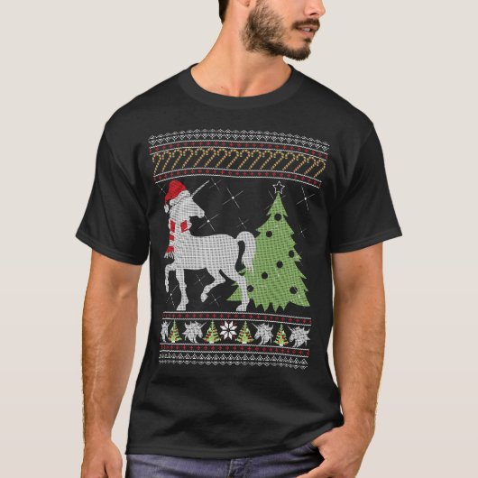Unicorn Ugly KerstSweater Funny Holiday T-shirt (Voorkant)