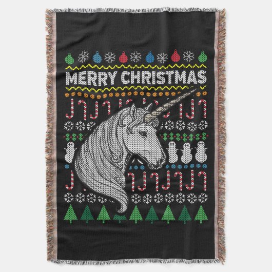 Unicorn Ugly KerstSweater Wildlife Series Deken (Voorkant Verticaal)