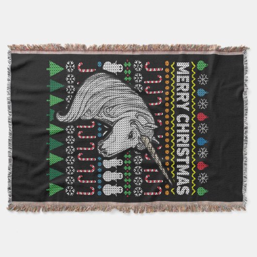 Unicorn Ugly KerstSweater Wildlife Series Deken (Voorkant)