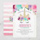 Unicorn Uitnodiging 1e Verjaardag Baby shower (Voorkant / Achterkant)