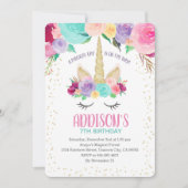 Unicorn Uitnodiging 1e Verjaardag Baby shower (Voorkant)