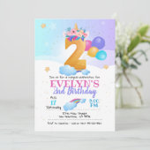 Unicorn-uitnodiging, 2e verjaardag Unicorn Kaart (Staand voorkant)