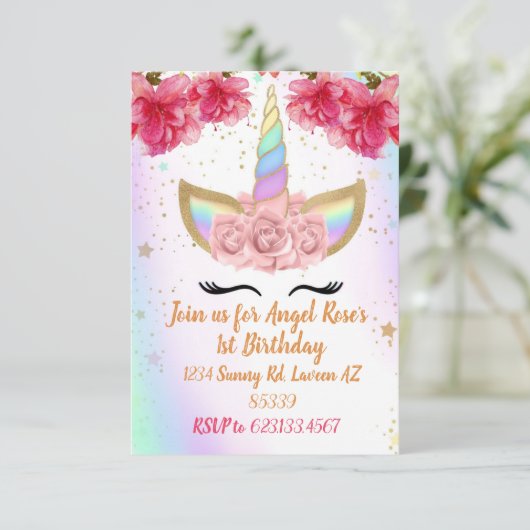 Unicorn-uitnodiging Kaart (Staand voorkant)
