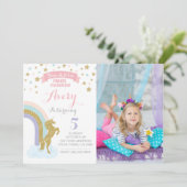 Unicorn Uitnodiging met afbeelding (Staand voorkant)