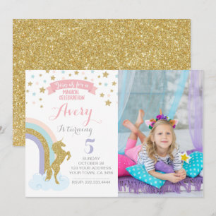Unicorn Uitnodiging met afbeelding