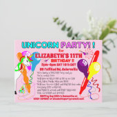 UNICORN uitnodiging unicorns verjaardagsfeest plez (Staand voorkant)