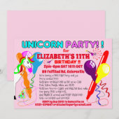 UNICORN uitnodiging unicorns verjaardagsfeest plez (Voorkant / Achterkant)