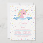Unicorn - uitnodiging voor verjaardagsfeest (Voorkant)