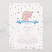 Unicorn - uitnodiging voor verjaardagsfeest (Voorkant / Achterkant)